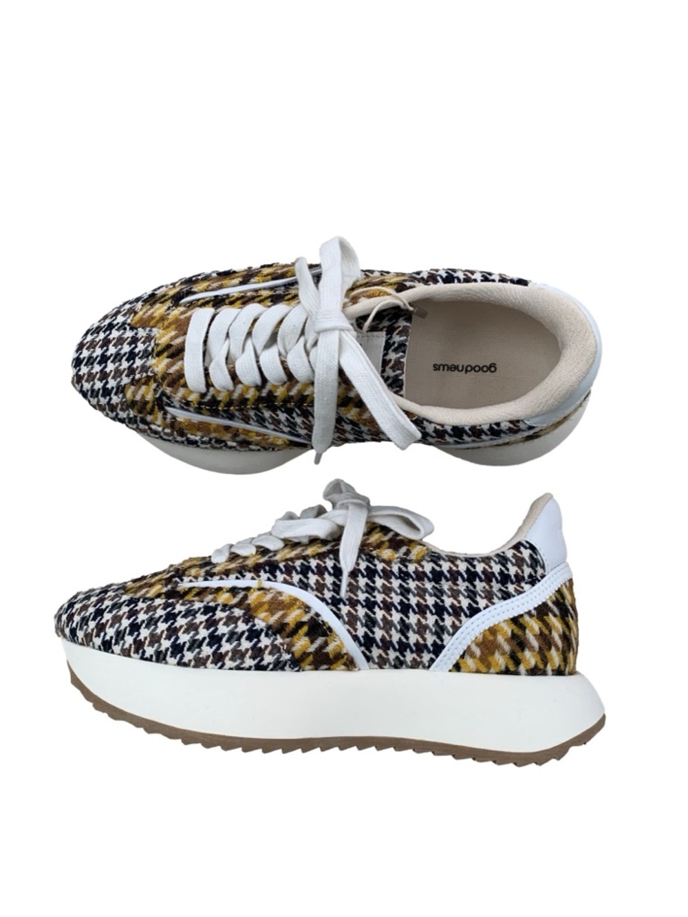 Good News Size 39, US 8, Kook Houndstooth Tweed Trainers Sneakers